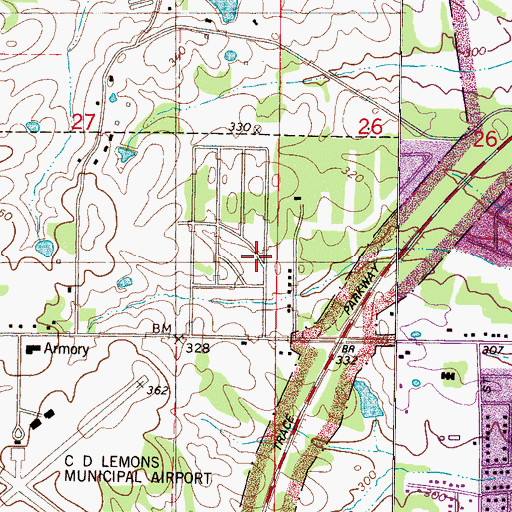 Topographic Map of Wildwood, MS