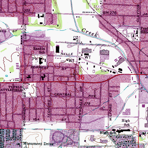 Topographic Map of Willis Heights Primitive Baptist Church, MS