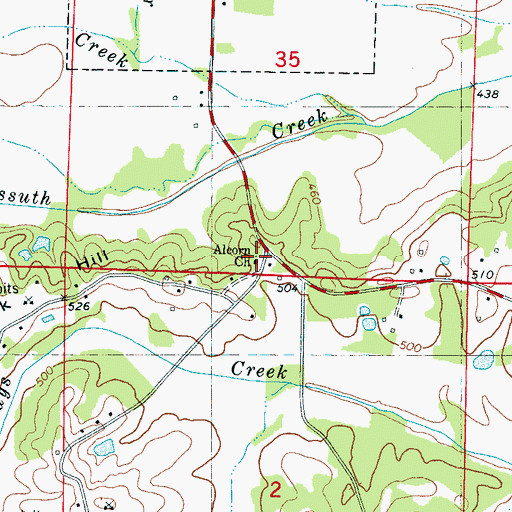 Topographic Map of Alcorn Missionary Baptist Church, MS