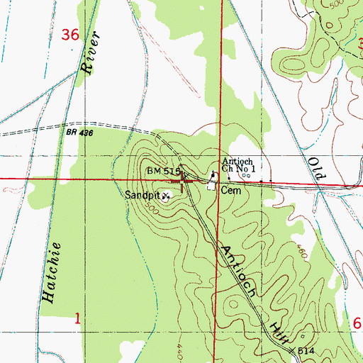 Topographic Map of Antioch (historical), MS