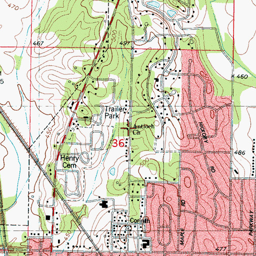 Topographic Map of Antioch Church, MS