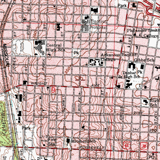 Topographic Map of Pilgrim Valley Baptist Church, AR