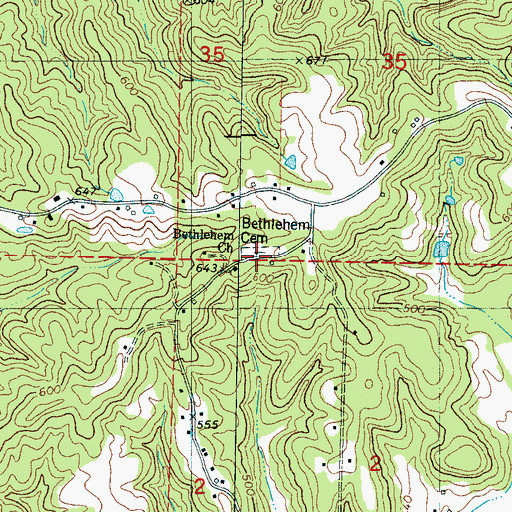 Topographic Map of Bethlehem Cemetery, MS