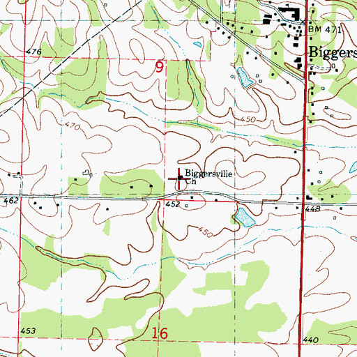 Topographic Map of Biggersville Church, MS