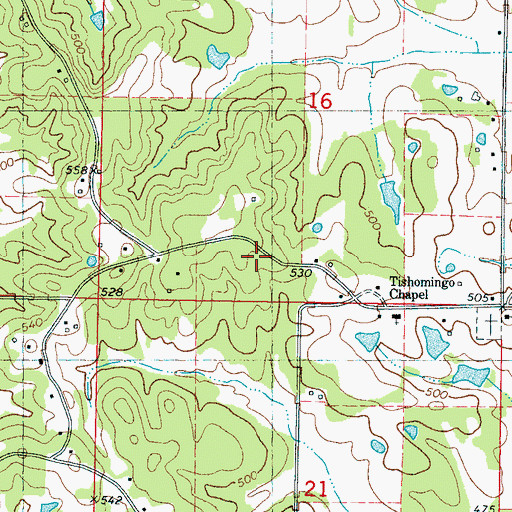 Topographic Map of Boneyard School (historical), MS