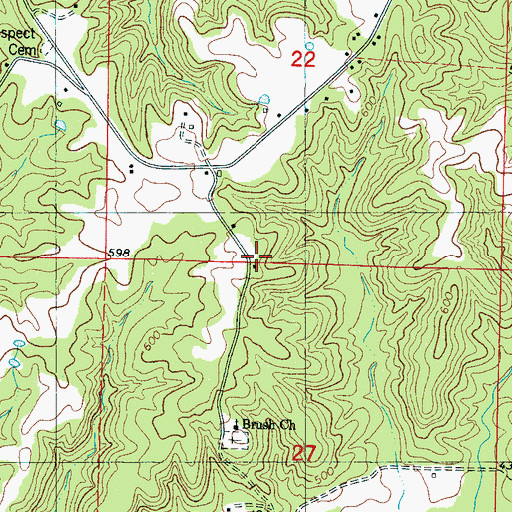 Topographic Map of Brush Creek School (historical), MS