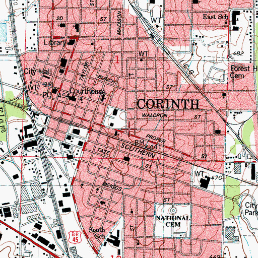 Topographic Map of Corinth Arsenal (historical), MS