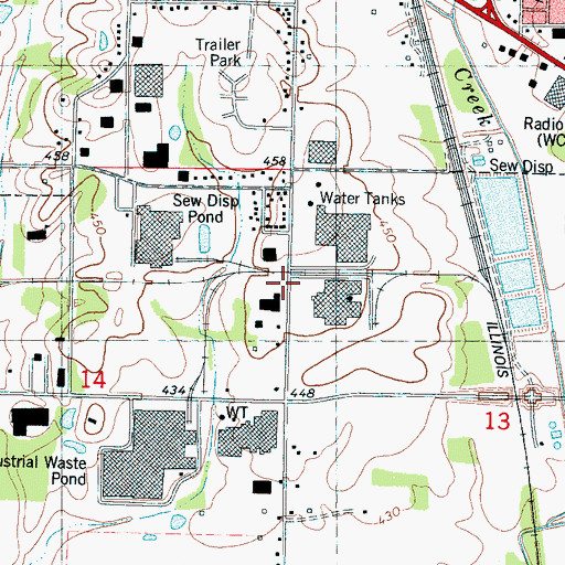 Topographic Map of Corinth Industrial Park, MS