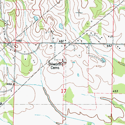 Topographic Map of Dilworth Cemeteries, MS