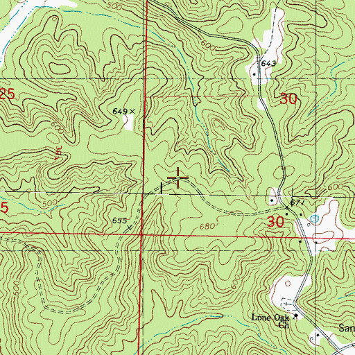 Topographic Map of Eula School (historical), MS