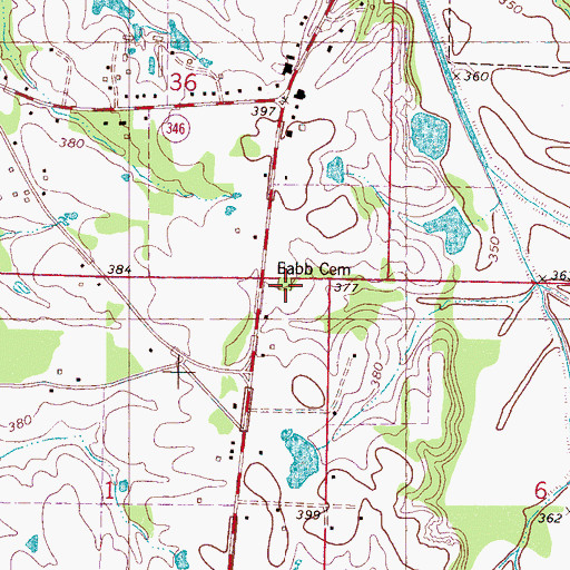 Topographic Map of Babb Cemetery, MS