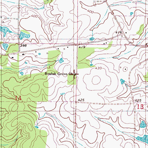 Topographic Map of Beulah Grove Church, MS