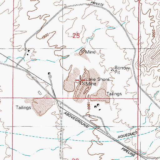 Topographic Map of Lake Shore Mine, AZ