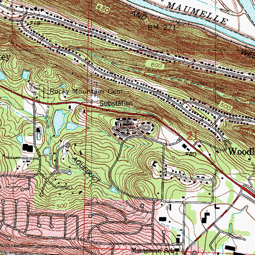 Topographic Map of Pleasant Ridge, AR