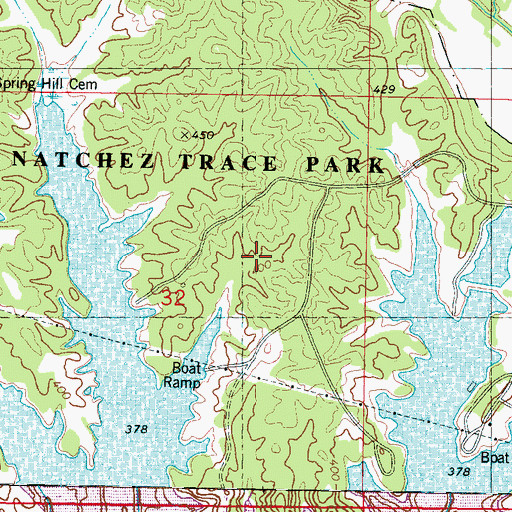 Topographic Map of Old Natchez Trace Park, MS
