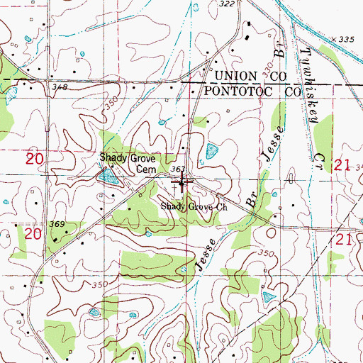 Topographic Map of Shady Grove Church, MS