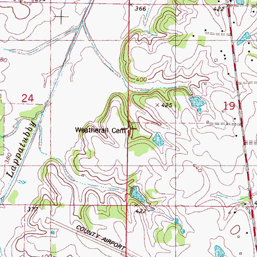 Topographic Map of Weatherall Cemetery, MS