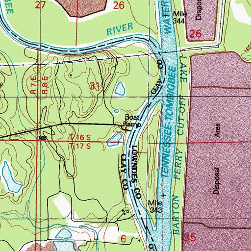 Topographic Map of Barton Ferry Marina, MS