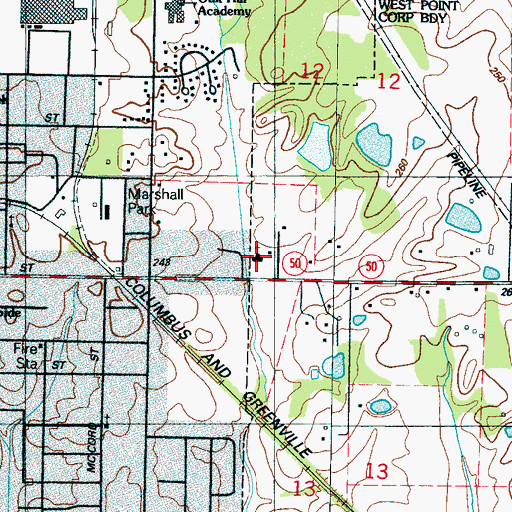 Topographic Map of Bible Believers Fellowship Church, MS