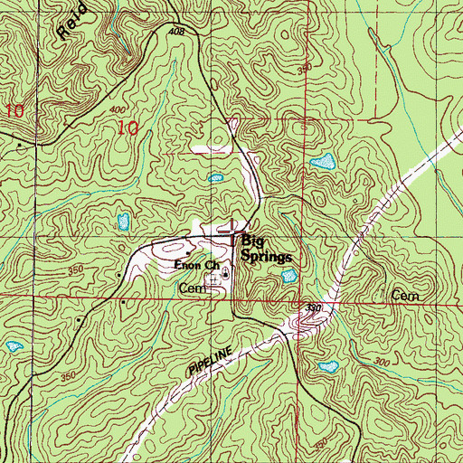 Topographic Map of Big Springs, MS