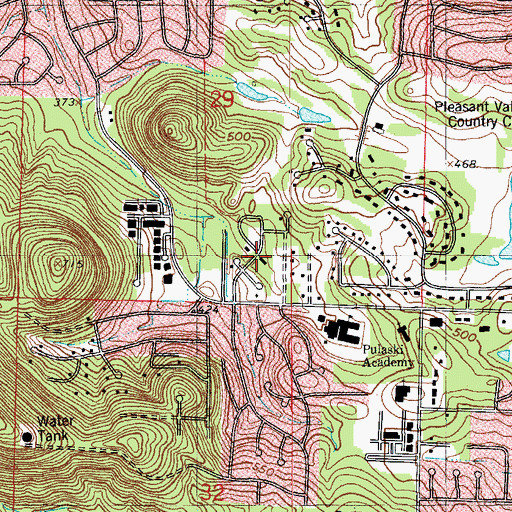 Topographic Map of Pleasant Valley Estates, AR