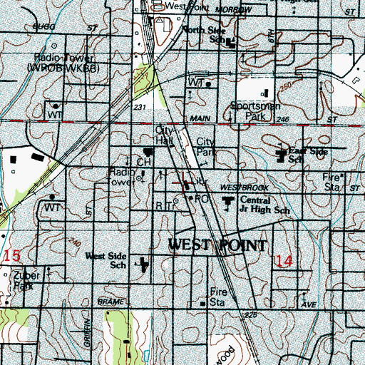 Topographic Map of Bryan Memorial Library, MS