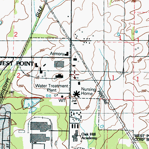 Topographic Map of Church of God, MS