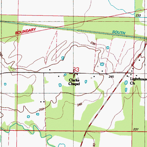Topographic Map of Clarks Chapel, MS