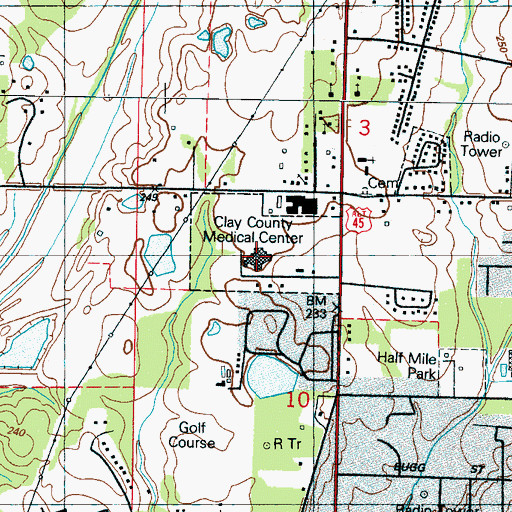 Topographic Map of North Mississippi Medical Center, MS