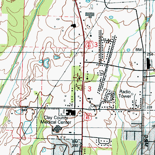 Topographic Map of First Assembly of God Church, MS