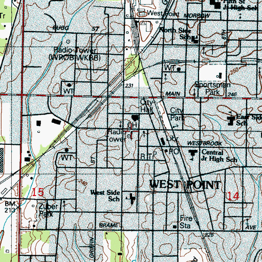 Topographic Map of First Baptist Church, MS