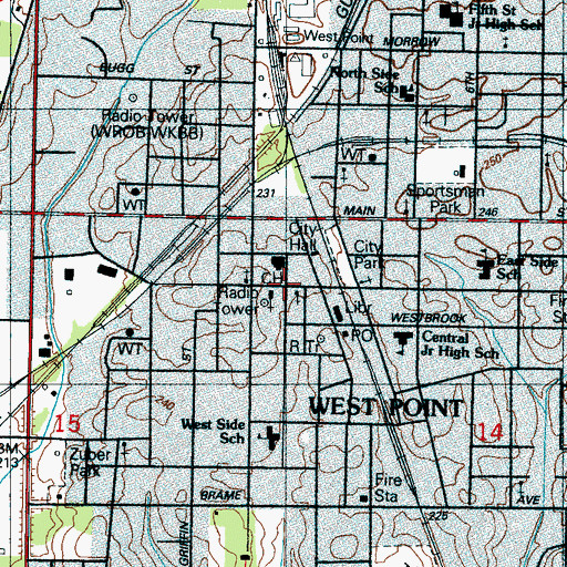 Topographic Map of First Christian Church, MS