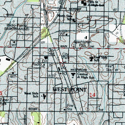 Topographic Map of First Presbyterian Church, MS