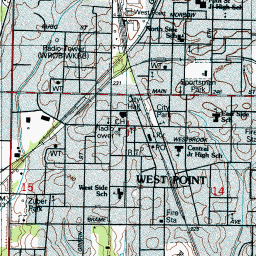 Topographic Map of First United Methodist Church, MS
