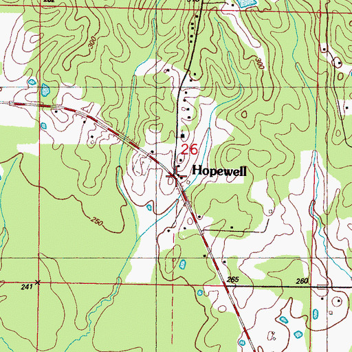 Topographic Map of Hopewell, MS