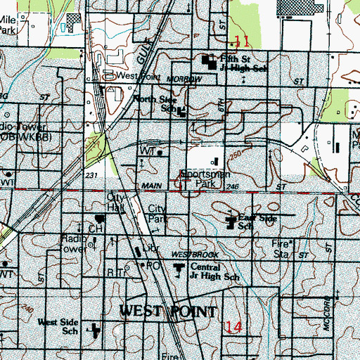 Topographic Map of Immaculate Conception Catholic Church, MS
