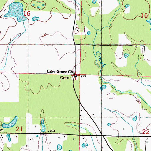 Topographic Map of Lake Grove Church, MS