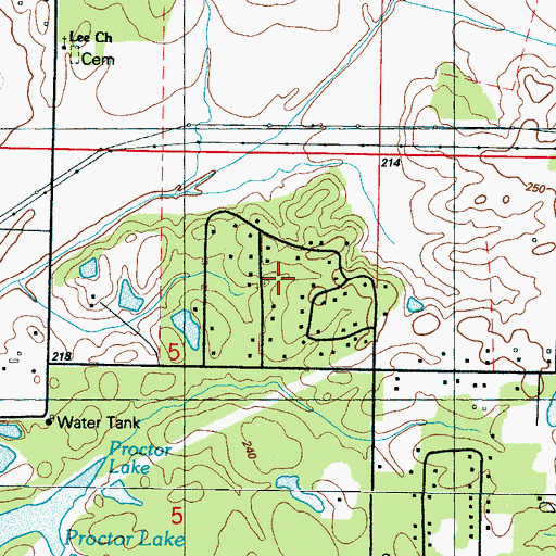 Topographic Map of Oakridge Estates, MS