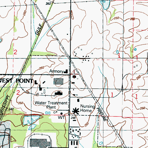 Topographic Map of Old Aberdeen Road Church of Christ, MS