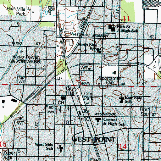 Topographic Map of Point Plaza Shopping Center, MS