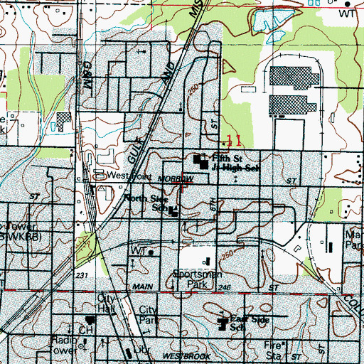 Topographic Map of Saint Matthew Temple Church of God and Christ, MS