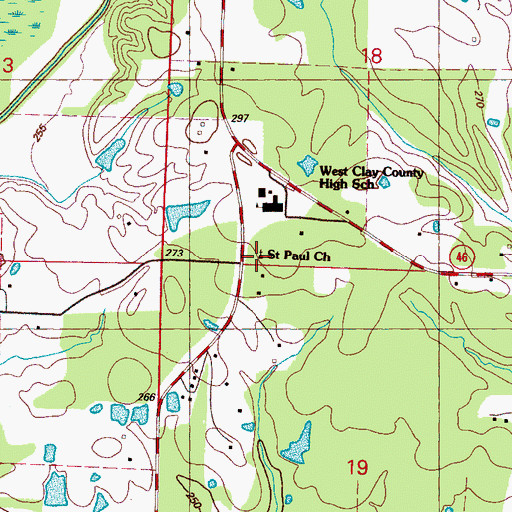 Topographic Map of Saint Paul Church, MS