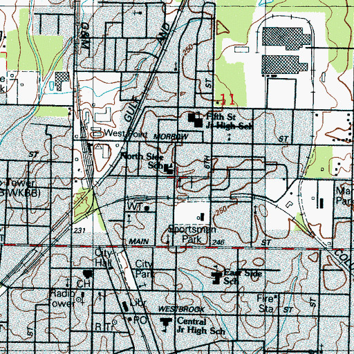 Topographic Map of Saint Paul United Methodist Church, MS