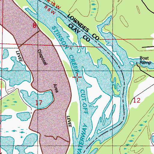 Topographic Map of Stinson Creek Cutoff, MS