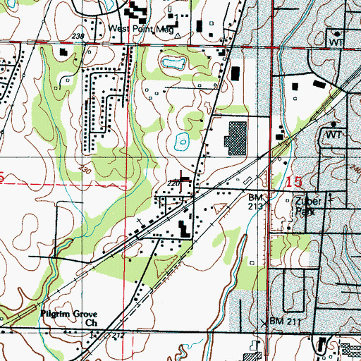 Topographic Map of West End Baptist Church, MS
