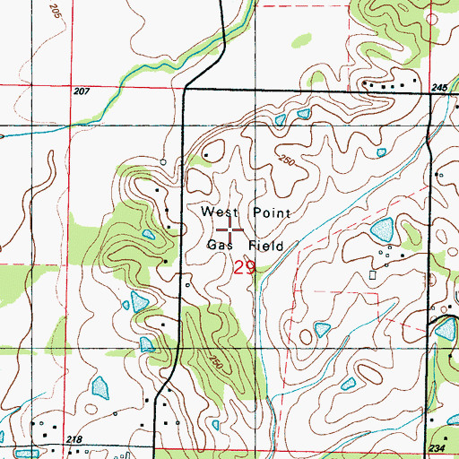 Topographic Map of West Point Gas Field, MS