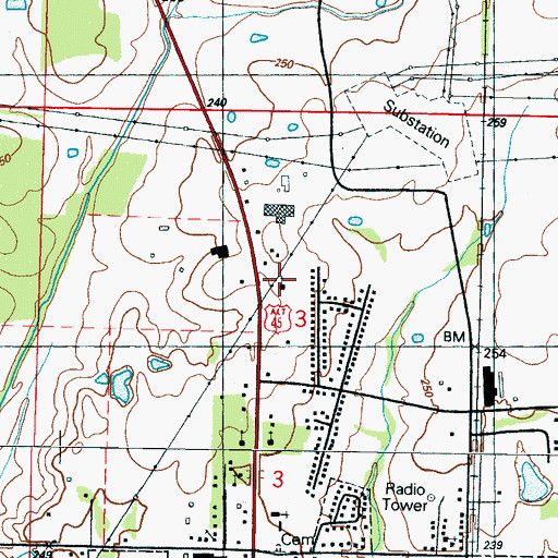 Topographic Map of West Point Seventh Day Adventist Church, MS