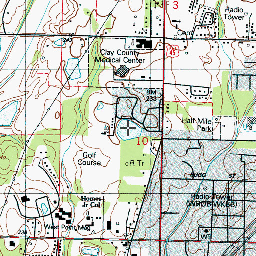 Topographic Map of Lake Wooten, MS