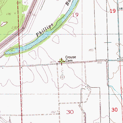 Topographic Map of Crouse Cemetery, MS
