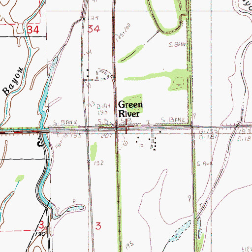 Topographic Map of Green River, MS